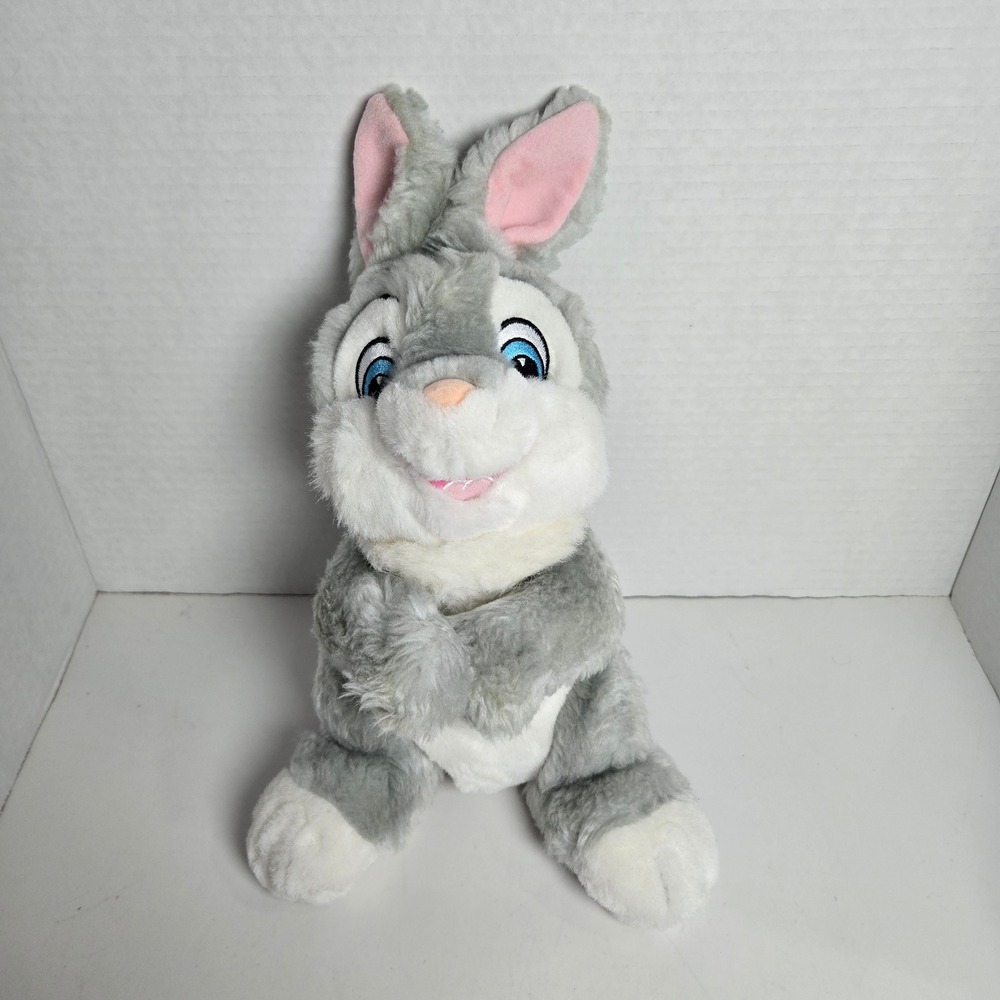Disney Store Thumper Plush 12" Gray Plush Bunny Rabbit Stuffed Toy Blue Eyes Vtg